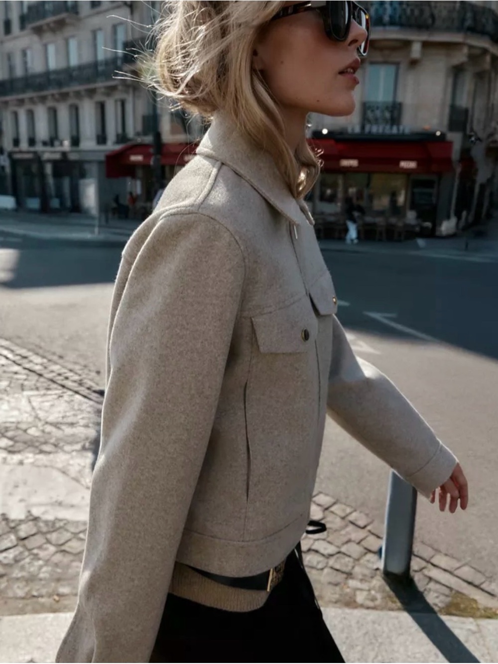 Zara Light Beige Cropped Zip-Front Jacket - Picture 9 of 10